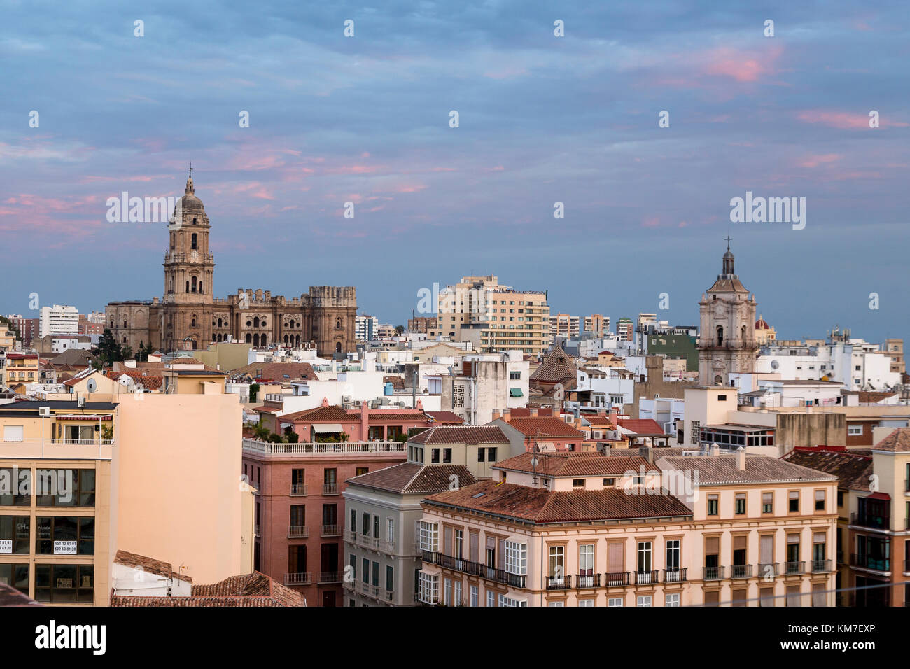 Skyline mit Kathedrale Malaga Spanien Stockfoto