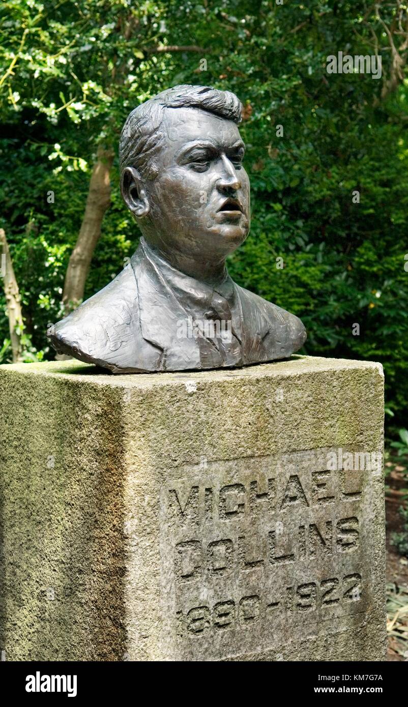 Statue des Irischen Bürgerkriegs Führer Michael Collins in Erzbischof Ryan Park in Merrion Square. Stadt Dublin, Irland. Stockfoto