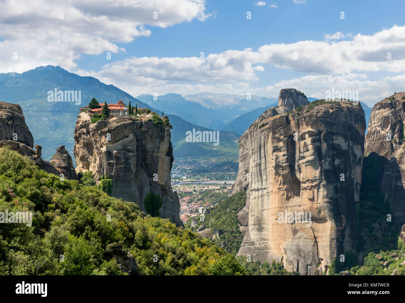Das Kloster von Ayias Triadhos (Ayia Triada), Meteora Klöster, Kalambaka, Griechenland Stockfoto