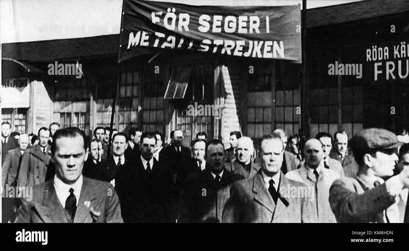Der Metallstrejken oder Metal Strike war in den 1980er Jahren ein bedeutender Arbeitskampf in Schweden, der sich auf die Metallindustrie und die Rechte der Arbeiter auswirkte. Stockfoto