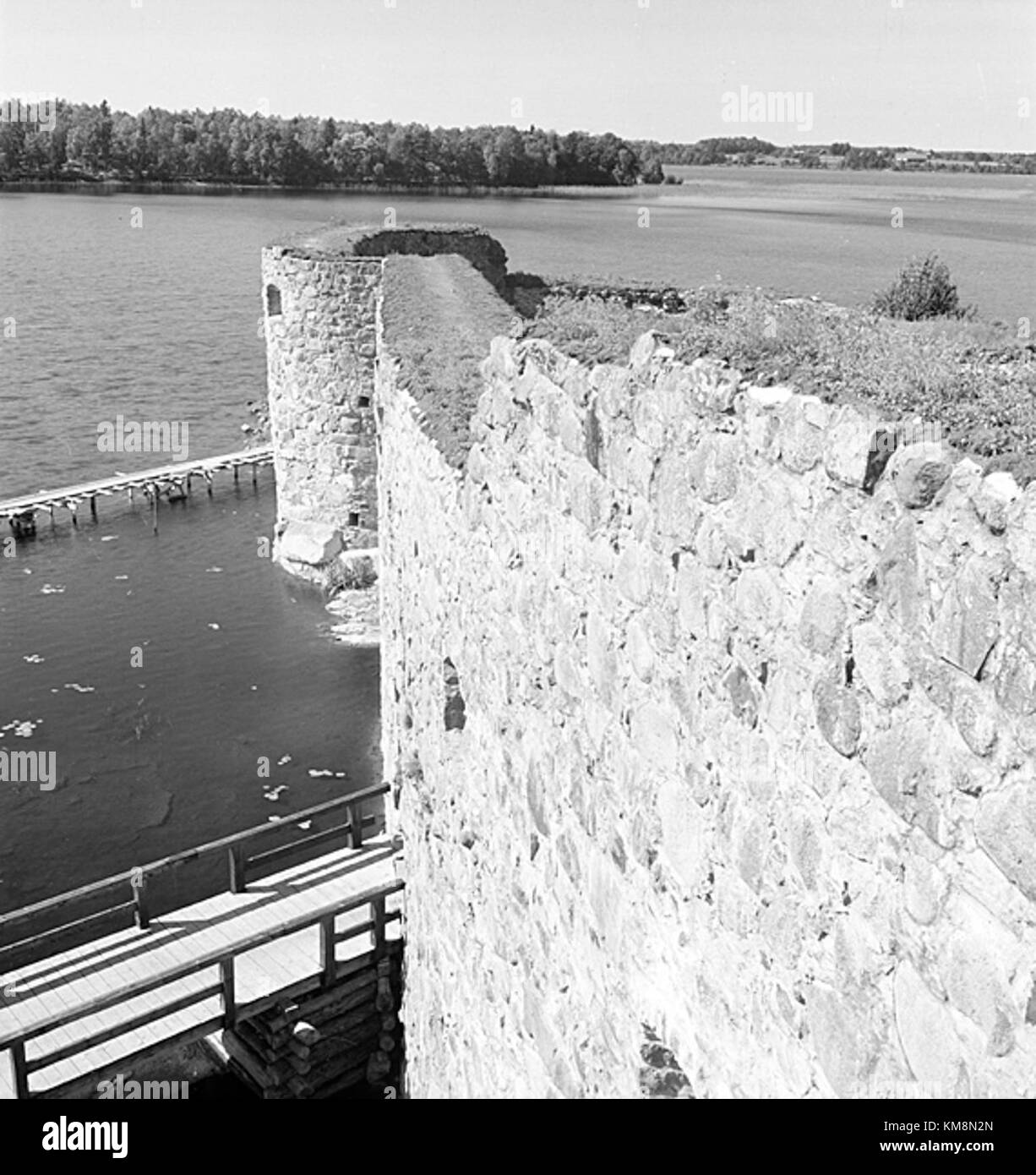 Die Ruinen der Burg Kronoberg befinden sich in der Provinz SmÃ, Schweden. Die Stätte enthält Überreste der mittelalterlichen Burg, einschließlich der Verteidigungsmauern, Türme und eines Grabens. Es geht auf das frühe 17. Jahrhundert zurück und war einst eine strategische militärische Festung. Die Ruinen sind ein beliebtes historisches Wahrzeichen und bieten einen malerischen Blick auf die umliegende Natur. Stockfoto