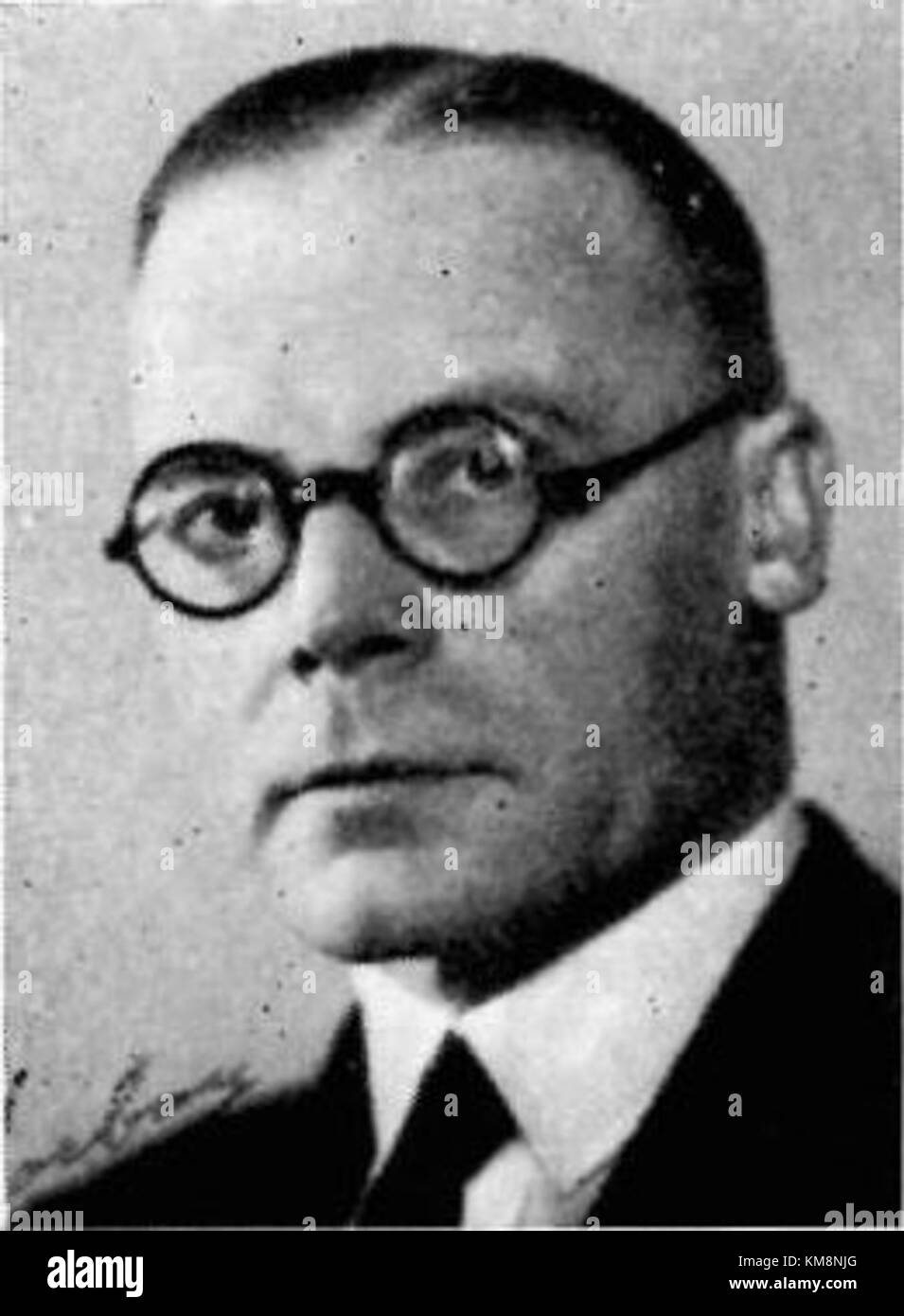 Porträt von Niels Yngvar Nielsen, einem dänischen Mathematiker, der für seine Beiträge zur Zahlentheorie und mathematischen Logik bekannt ist und sein Gleichnis und sein wissenschaftliches Verhalten einfängt. Stockfoto