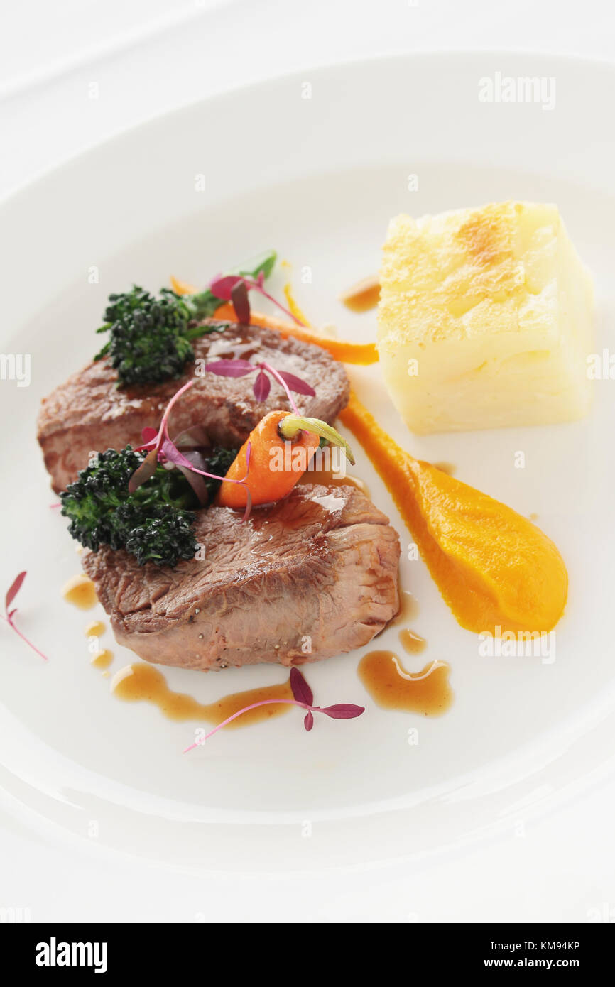 Rind Lamm steak Tellergericht Stockfotografie