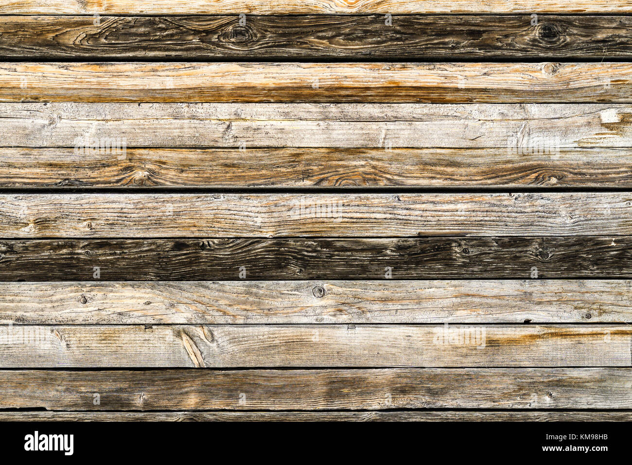 Alte natürliche braune Scheune Holz Wand. Holz- strukturierten Hintergrund Muster. Stockfoto