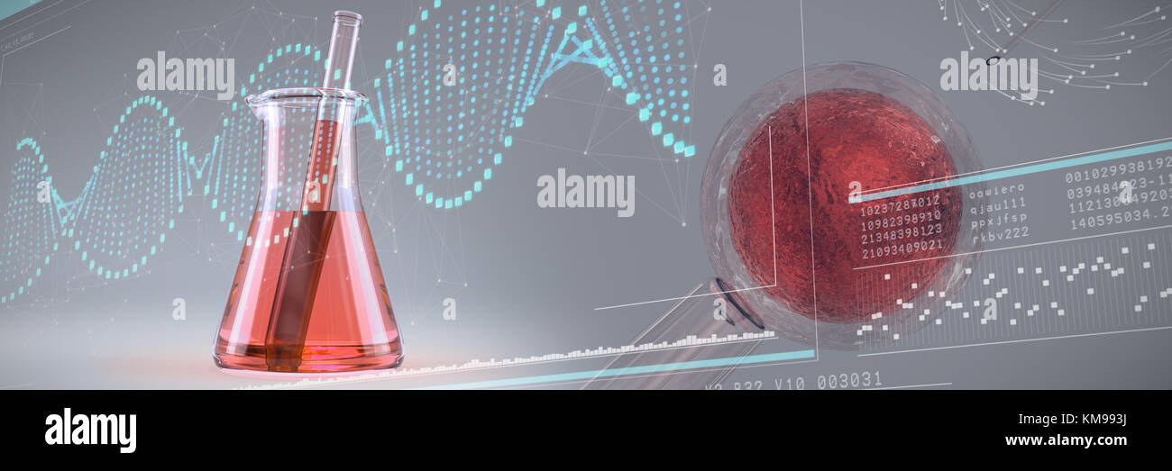 Intrazytoplasmatische Spermieninjektion und menschliche Ei gegen Helix DNA-Diagramm Stockfoto