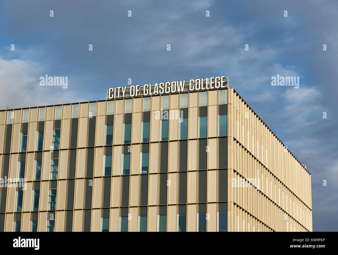 Glasgow, Schottland - 1. Dezember 2017: Closeup auf eine Stadt Glasgow College Gebäude. Bildung kann darunter leiden als Folge von Brexit. Stockfoto