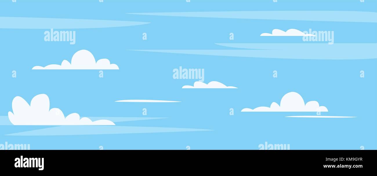 Schönen blauen Himmel mit niedlichen Wolken Hintergrund Vector Illustration. Clean Sky auf Mitte Tag. Stock Vektor