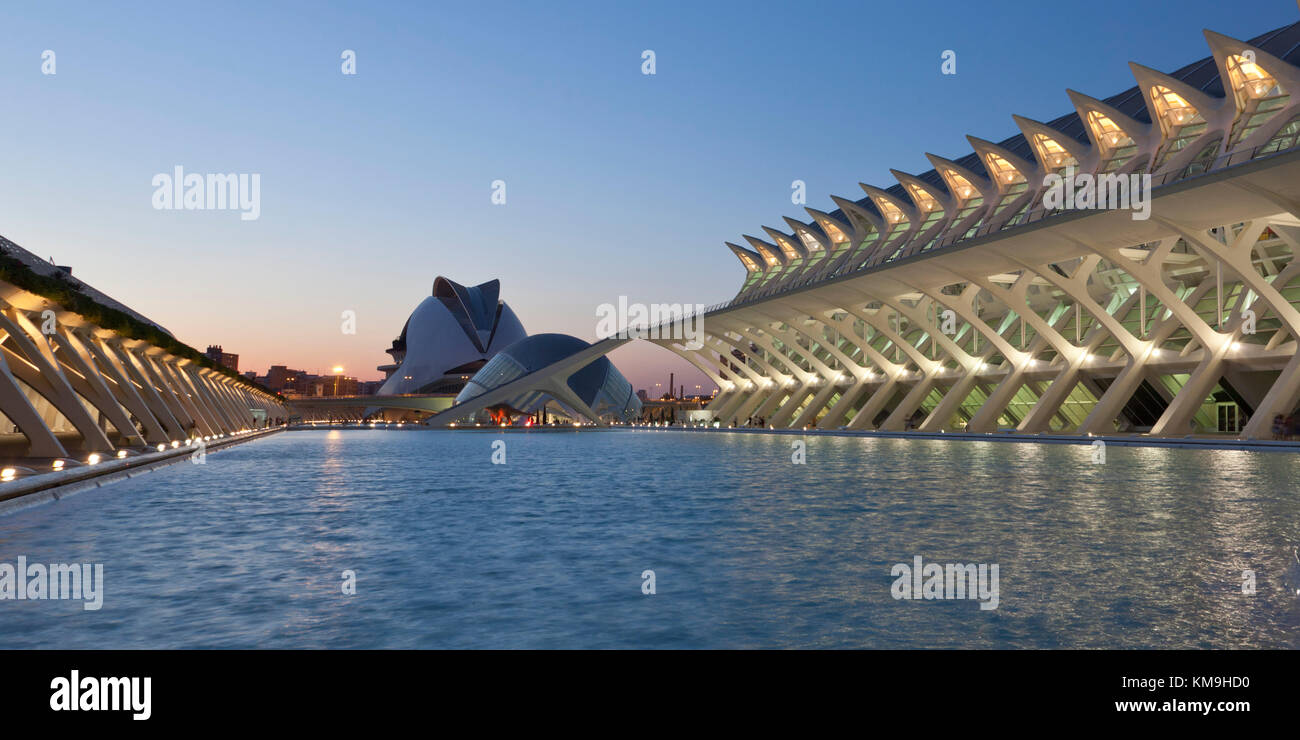 Príncipe Felipe Wissenschaftsmuseum, das Palau de Les Arts Reina Sofia, Valencia, Spanien Stockfoto