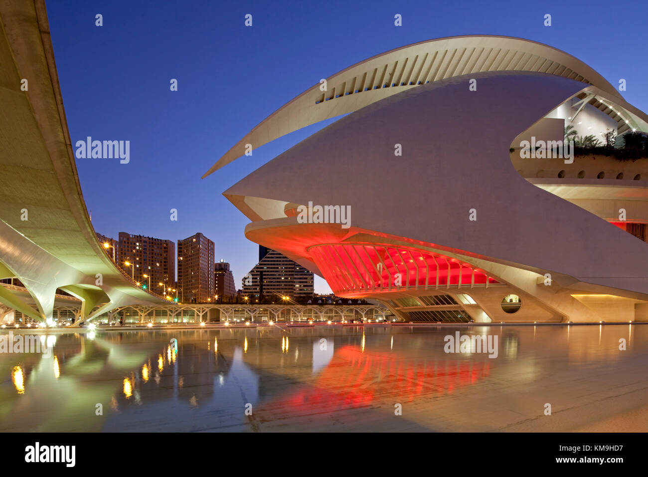 Das Palau de Les Arts Reina Sofia von Calatrava, Valencia, Spanien Stockfoto