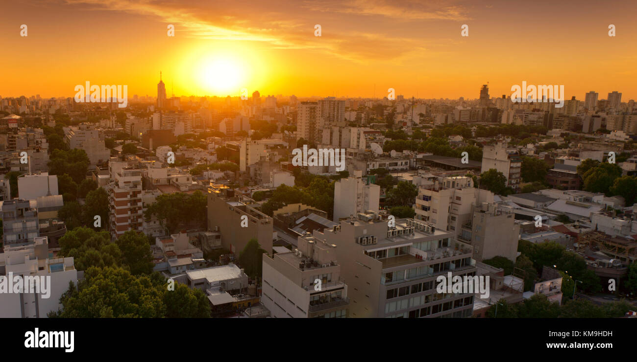 Palermo Hollywood, Panorama bei Sonnenuntergang, Buenos Aires, Argentinien Stockfoto