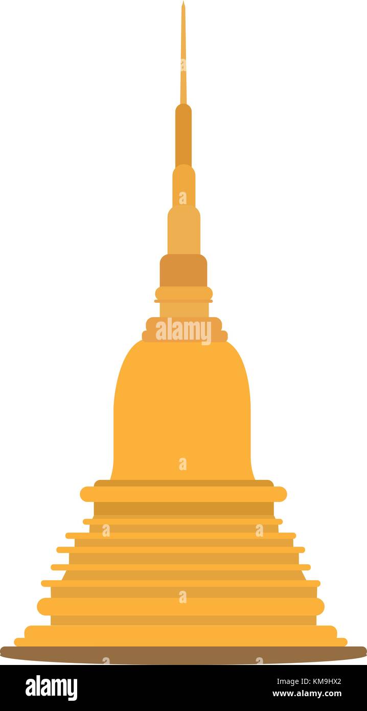 Thai goldene Pagode Gebäude des Buddhismus Vector Illustration. Buddhismus Pagode Architektur im thailändischen Stil Form. Goldene Pagode in Asien Stock Vektor