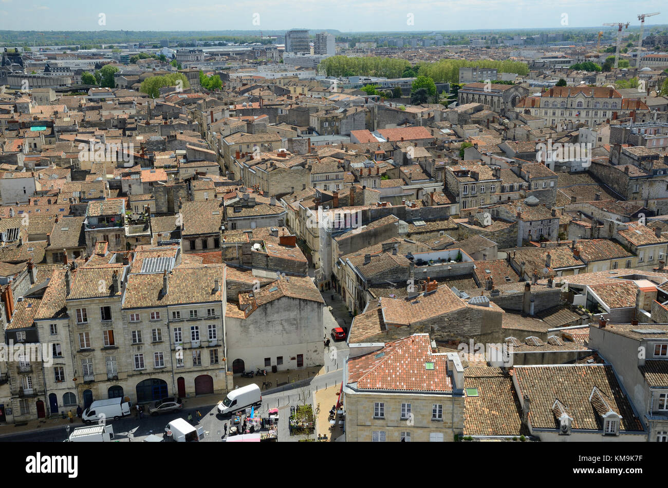 Bird's Augen blick auf die französische Stadt Bordeaux. Stockfoto
