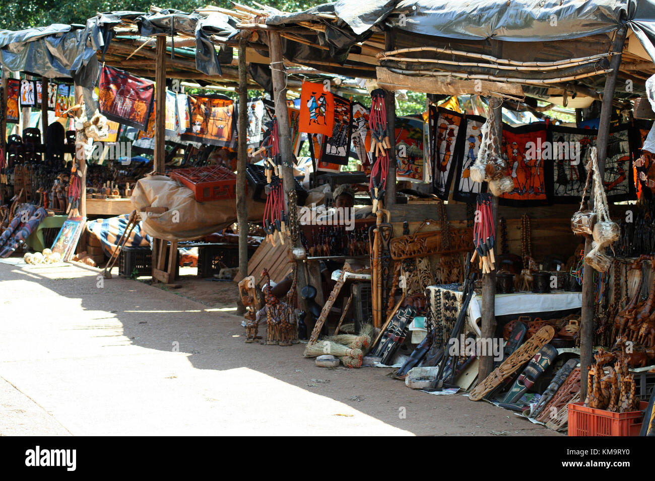 Pilgrims Rest, Mpumalanga, Stände verkaufende afrikanische Kuriositäten Stockfoto