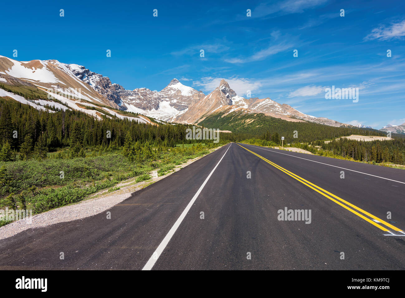 Einen malerischen Blick auf den Icefields Parkway im Sommer, Banff National Park, Alberta, Kanada Stockfoto