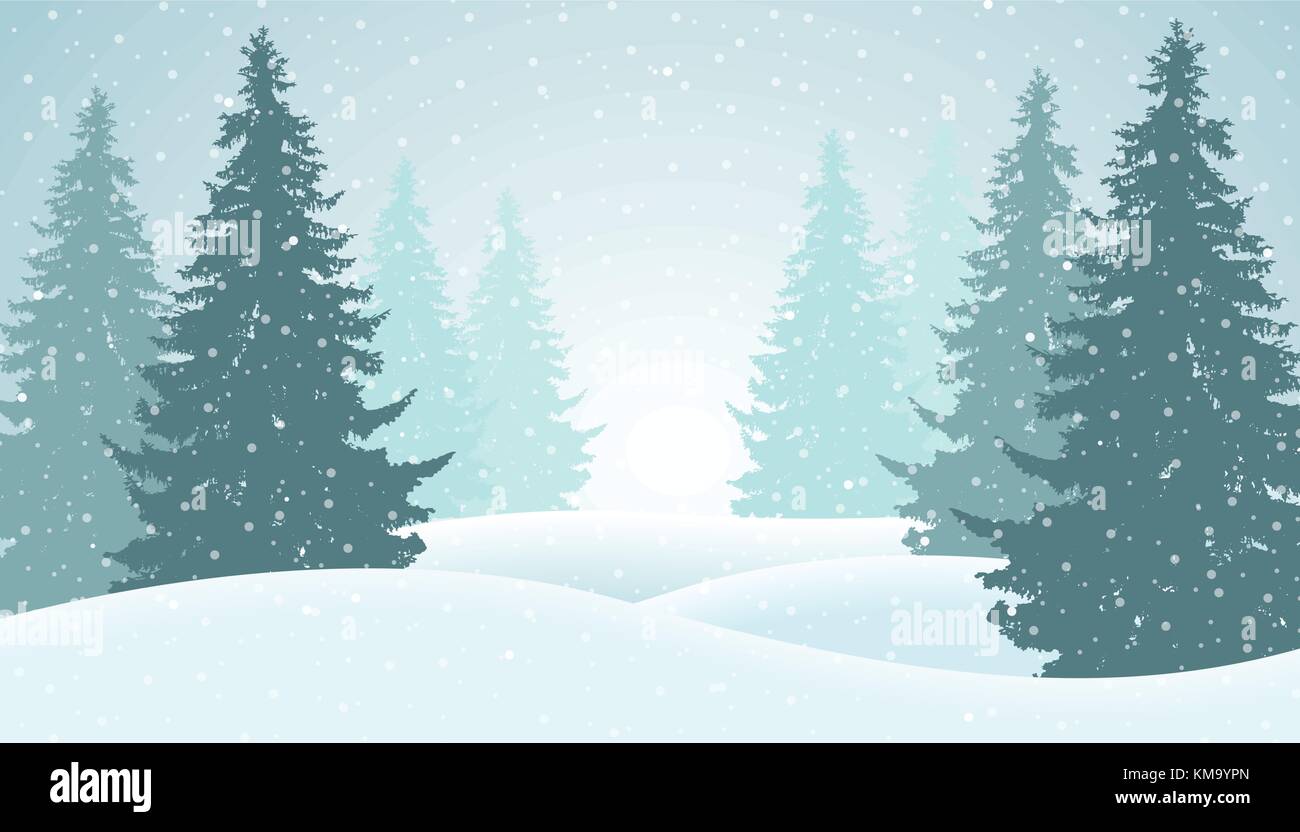 Vector Illustration der Winter mit Schnee und Nebel, geeignet als Weihnachten Grußkarte Stock Vektor