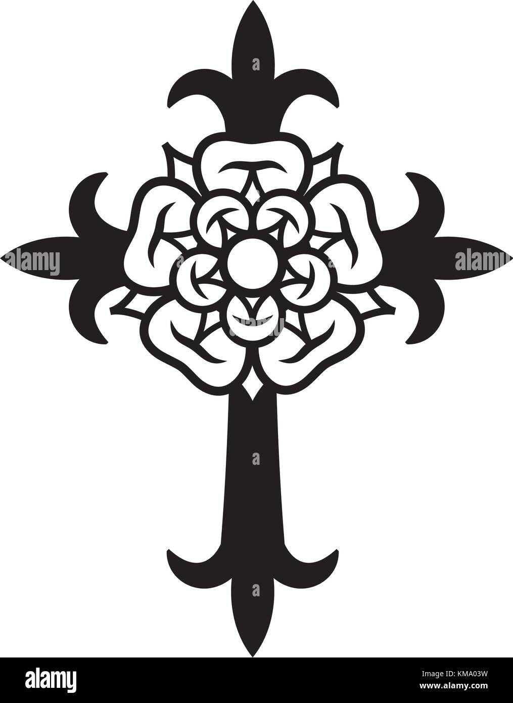 Rosenkreuz (Kreuz mit Rose). Das sakrale mystische Symbol der Rosenkreuzer,  das Emblem der mittelalterlichen Geheimgesellschaft Stock-Vektorgrafik -  Alamy