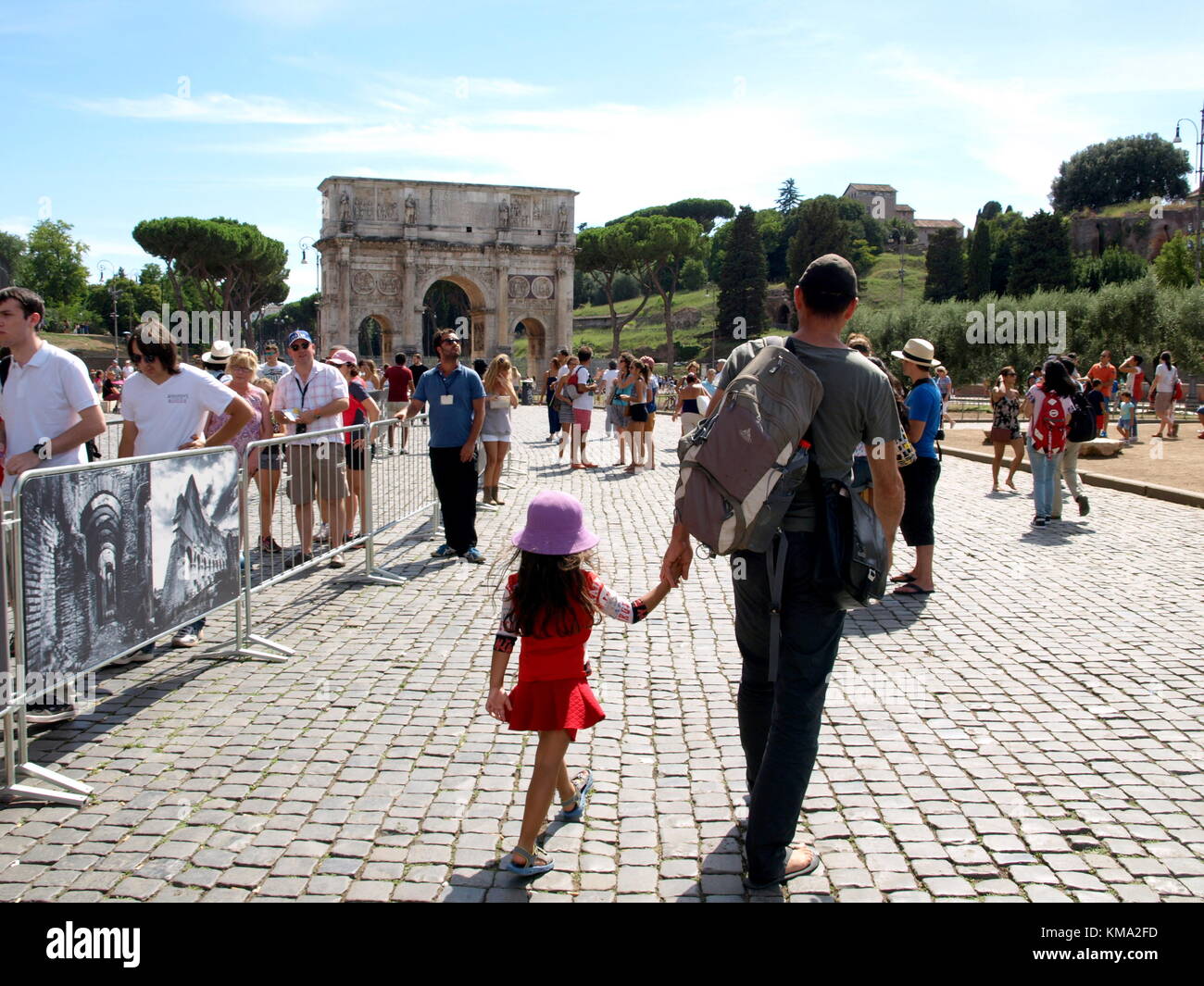 Sightseeing auf einem Familienausflug nach Italien Stockfoto