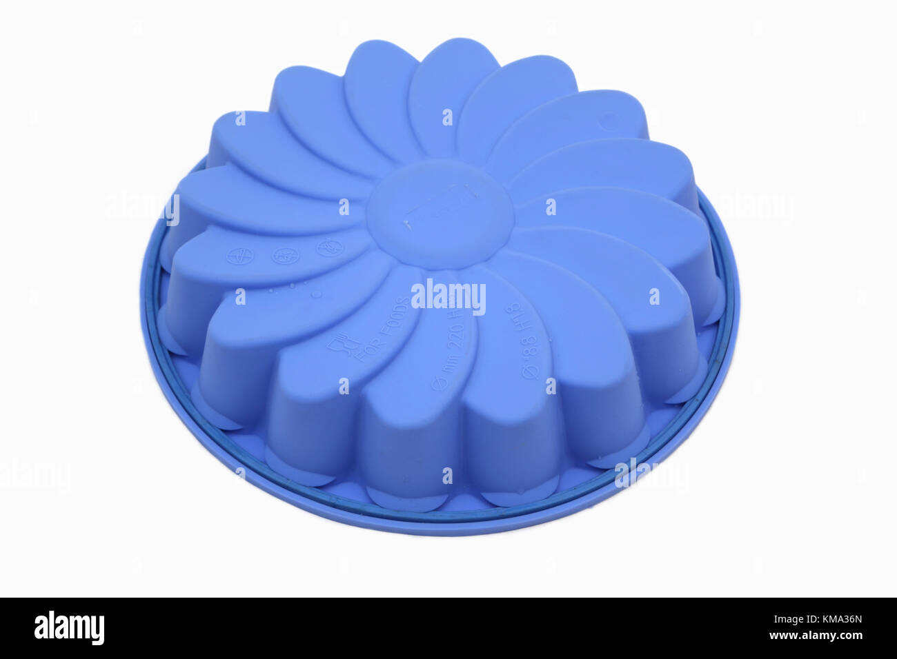 Aus blauem Silikon Blume Kuchenform Stockfoto