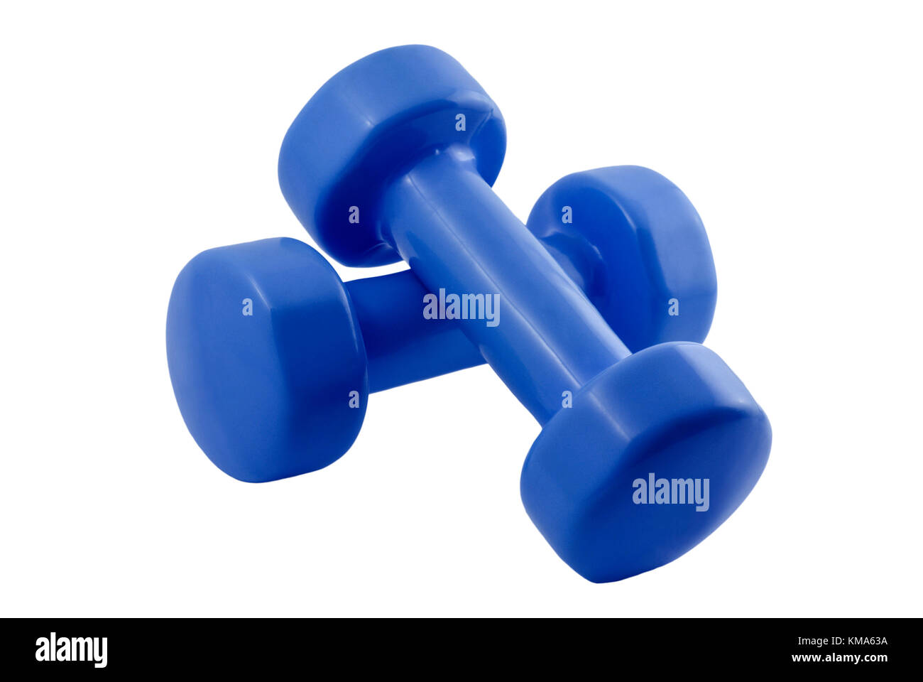 Paar hellblau Hanteln für Fitness Stockfoto