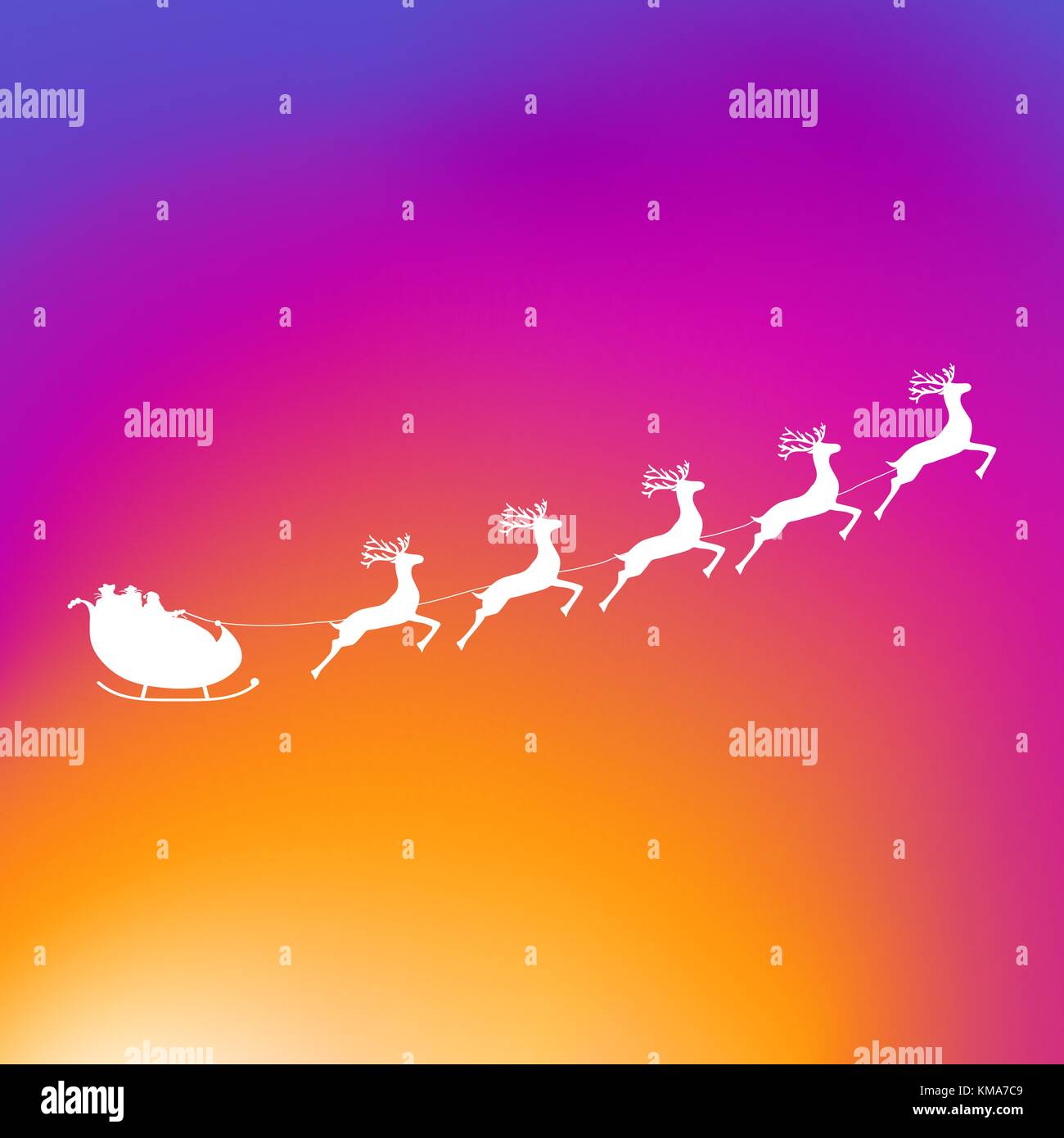 Santa Claus reitet in einem Schlitten im Kabelbaum auf das Rentier Stock Vektor