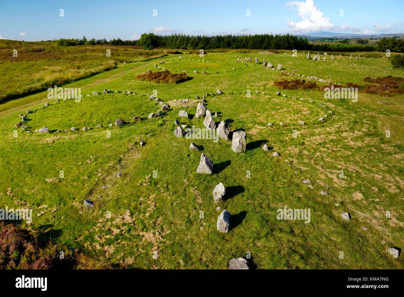 Beaghmore prähistorischen Steinkreise Kreis Ausrichtung Ausrichtungen. Sperrin Mountains, Co Tyrone, N. Irland, VEREINIGTES KÖNIGREICH Datum von 2000 v. Chr. Stockfoto