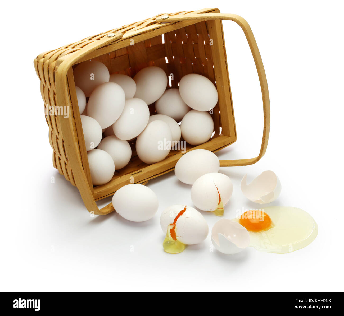 Nicht alle Eier in einen Korb. amerikanische populäre Sprichwörter und Redewendungen Stockfoto