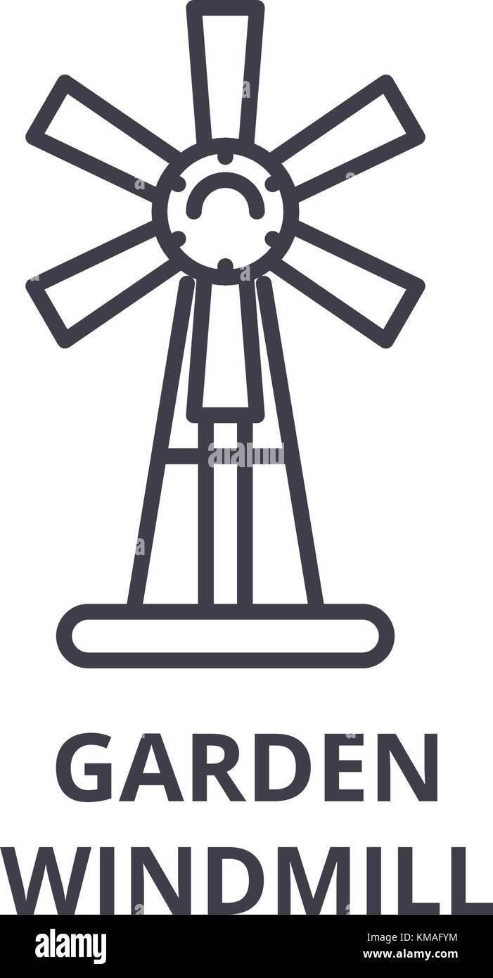 Garten Windmühle Symbol Leitung, Outline, lineare Symbol, Vektor, Abbildung Stock Vektor