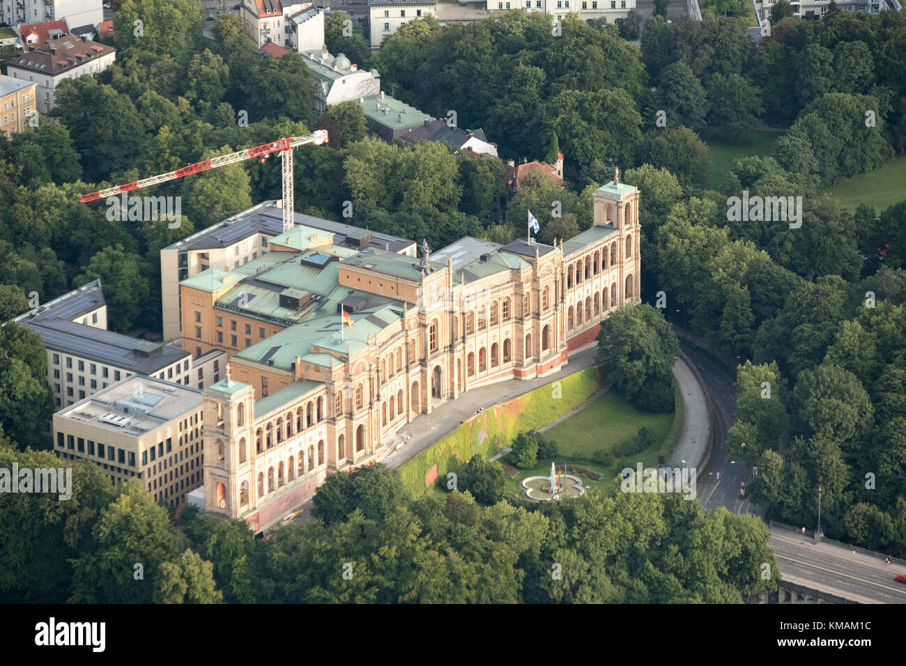 Luftaufnahme des Maximilianeum, München, Bayern, Deutschland Stockfoto