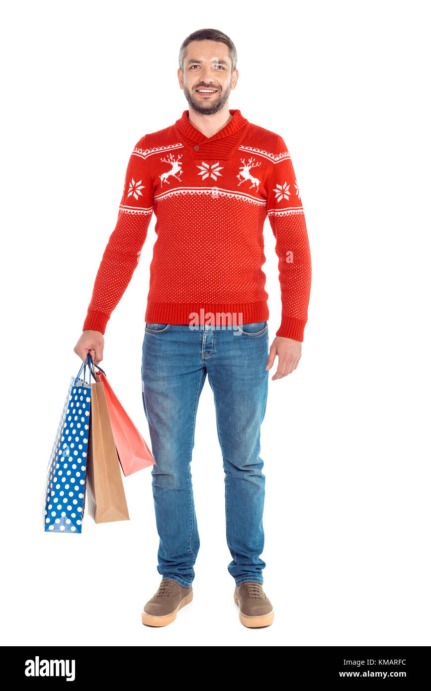 Mann mit Einkaufstüten Stockfoto