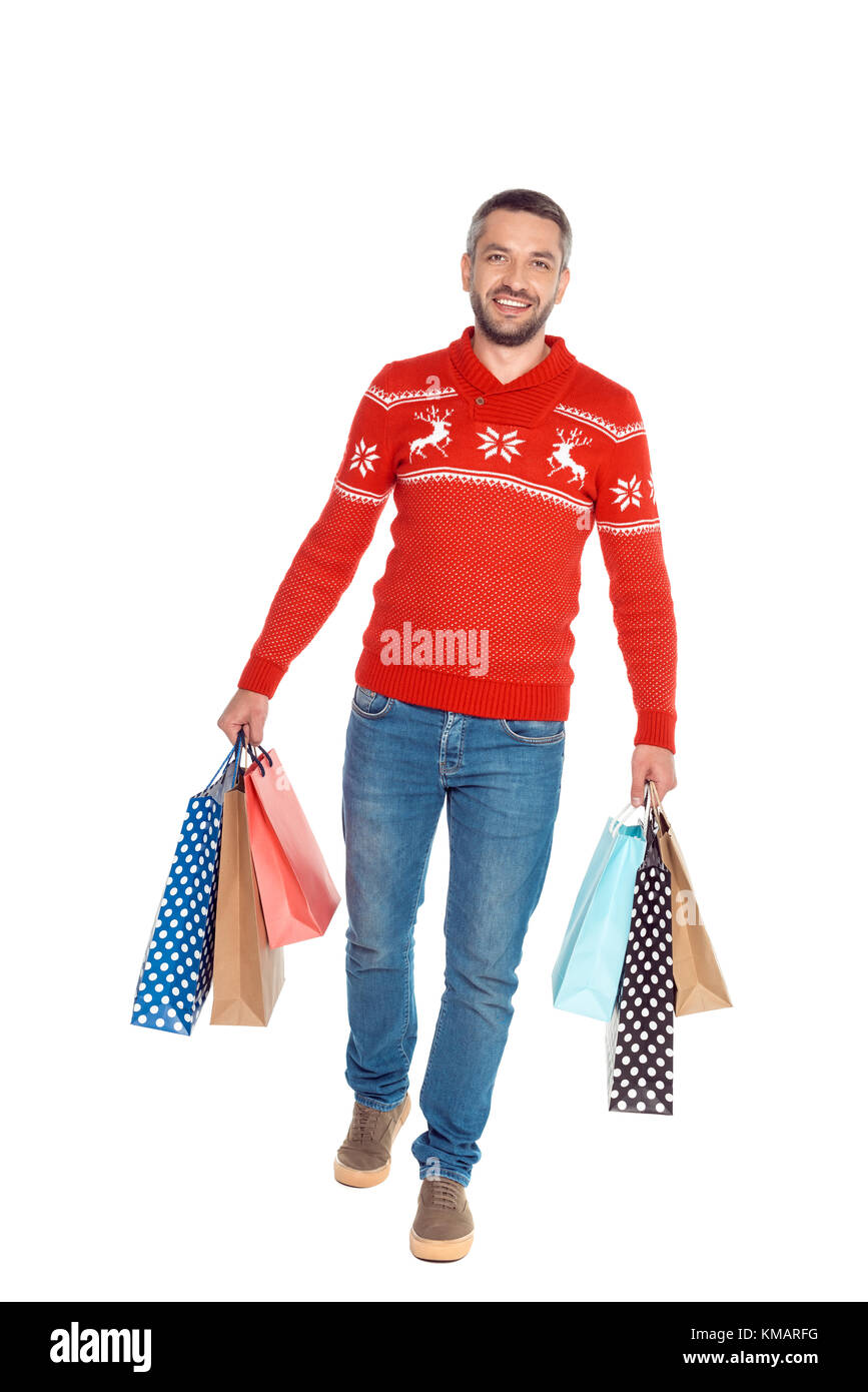 Mann mit Einkaufstüten Stockfoto
