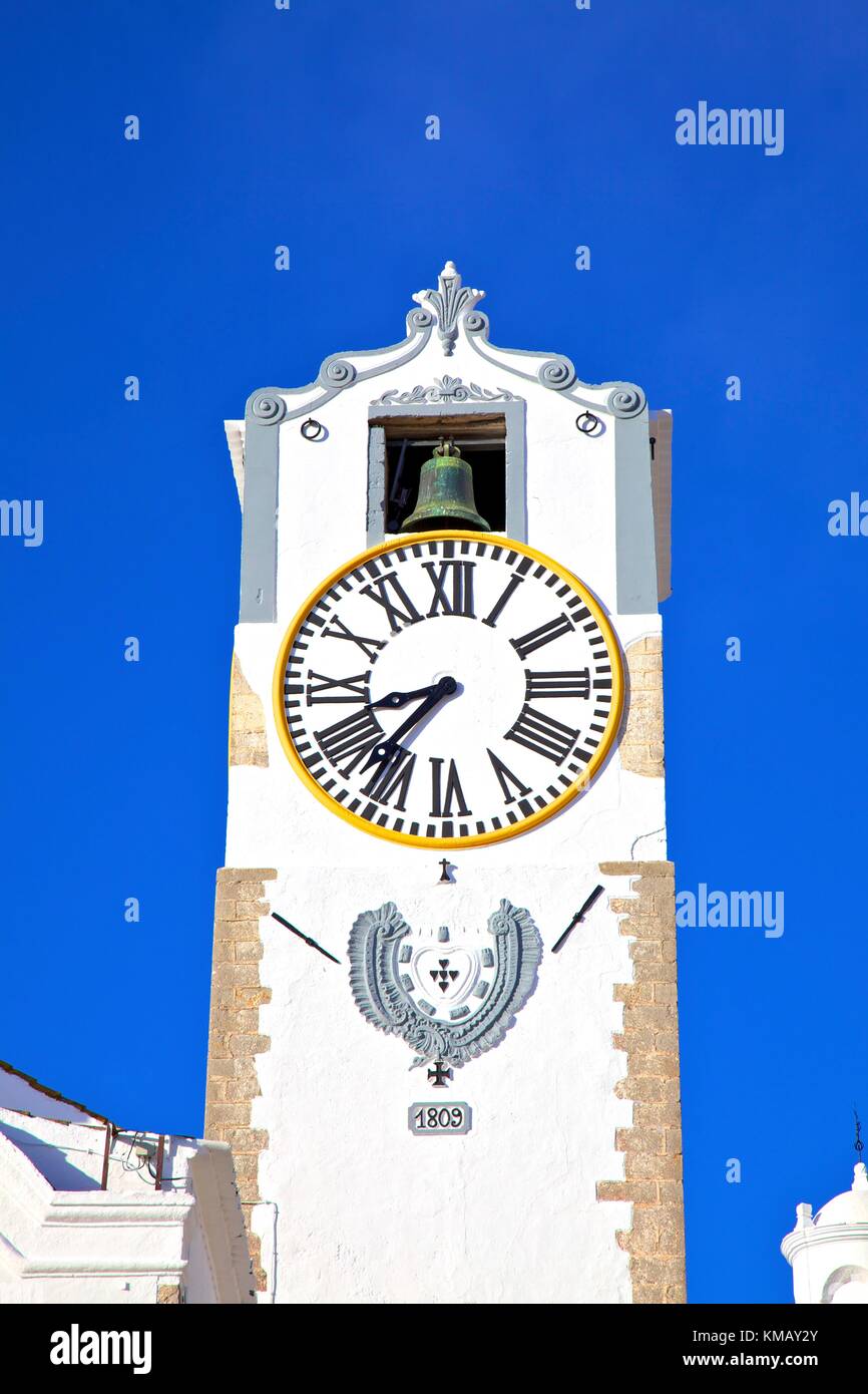 Clock Tower, St. Maria der Schlosskirche, Tavira, Algarve, Algarve, Portugal, Europa Stockfoto