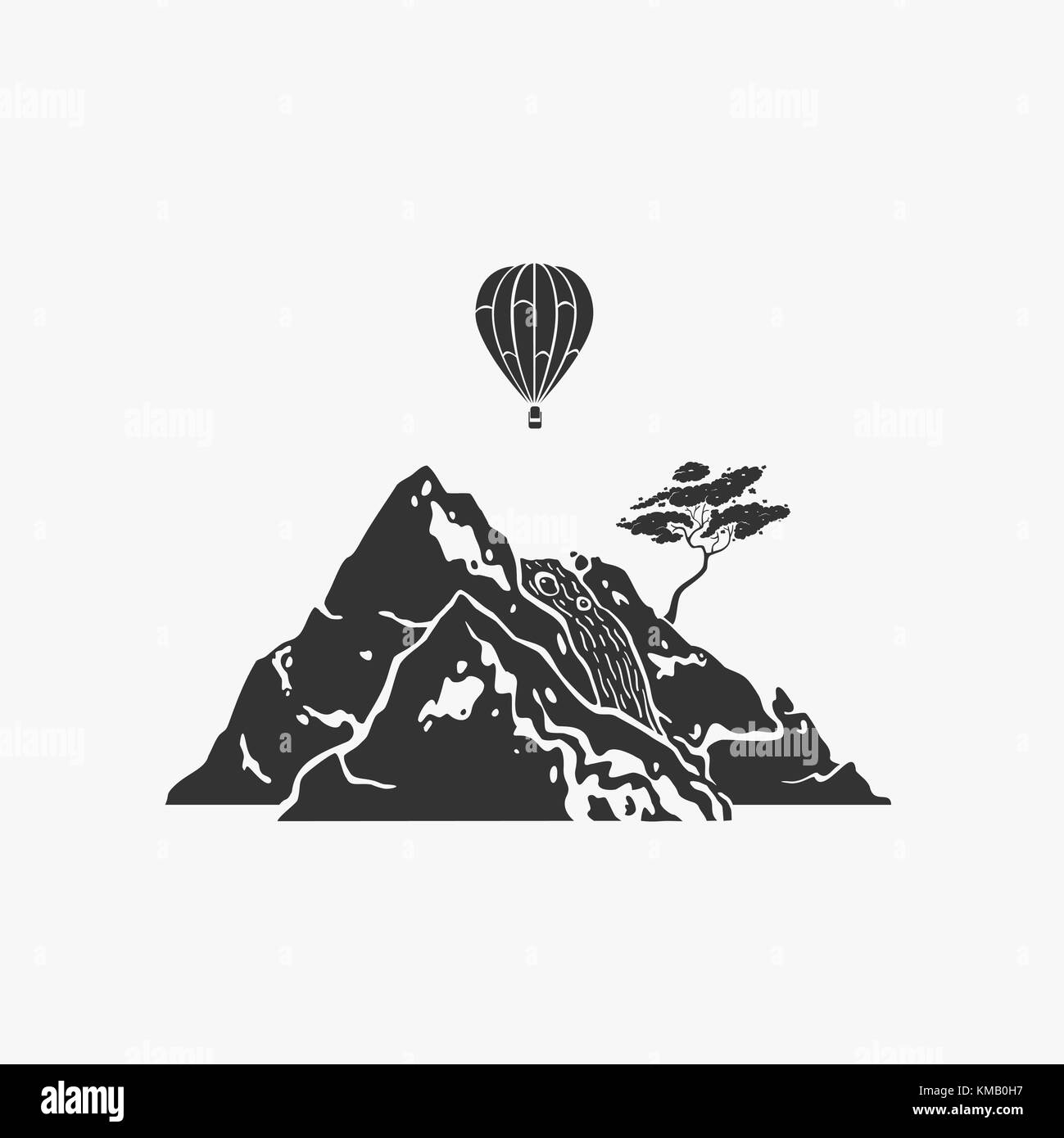 Symbol rock und Heißluftballon Stock Vektor