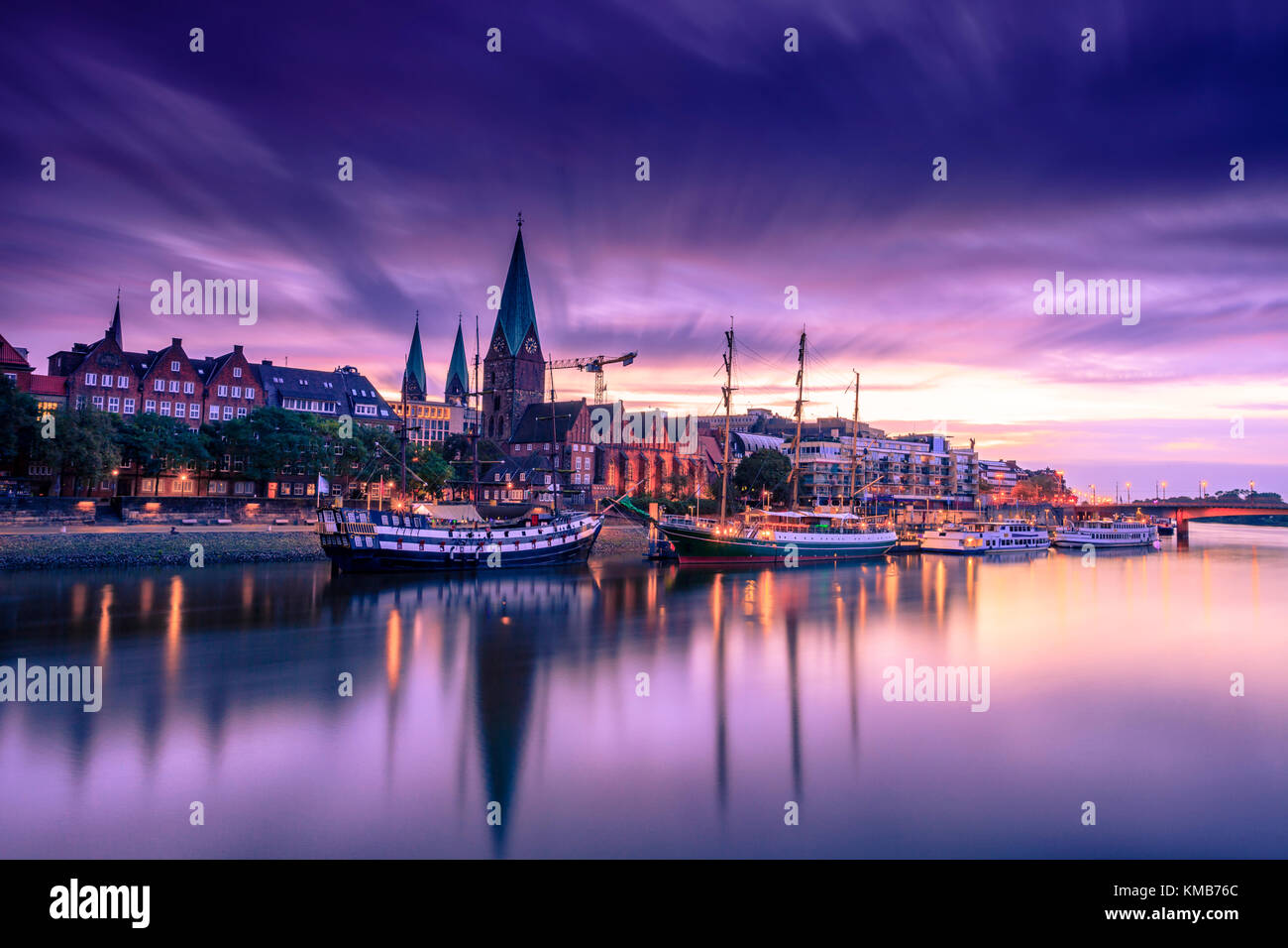 Morgen Skyline der Bremer Altstadt Stockfoto