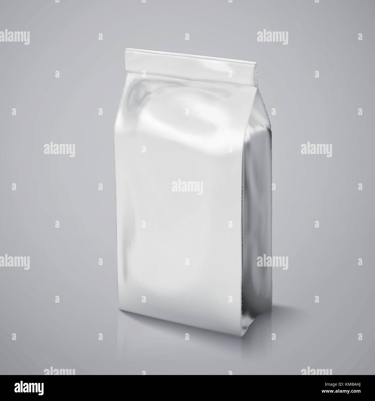 Kaffeebohne Paket Mockup, Silberfolie Paket in 3D-Grafik für Design verwendet Stock Vektor