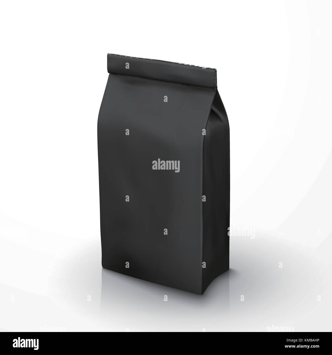 Kaffeebohne Paket Mockup, schwarze Folie Paket in 3D-Grafik für Design verwendet Stock Vektor