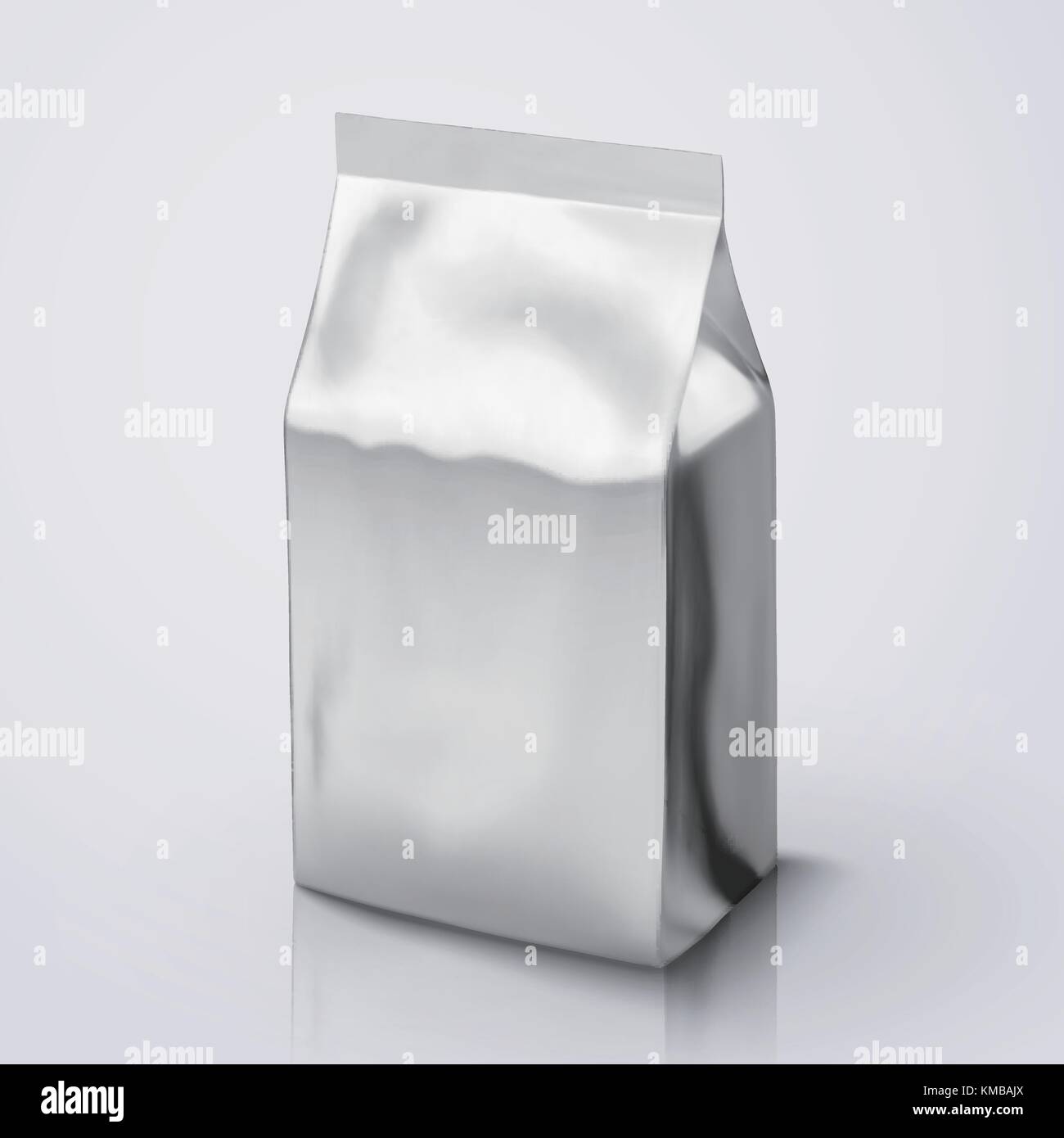 Kaffeebohne Paket Mockup, Silberfolie Paket in 3D-Grafik für Design verwendet Stock Vektor