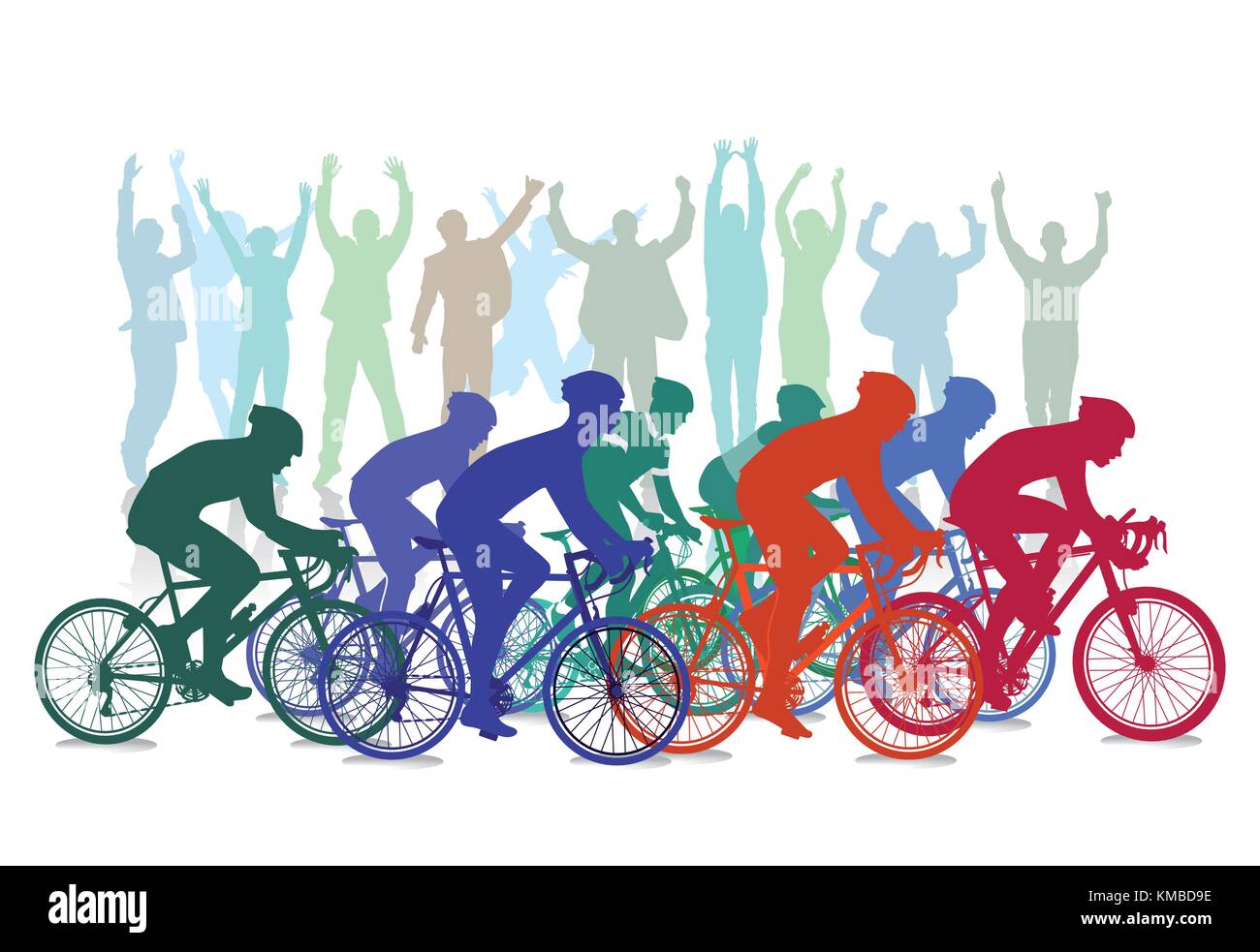 Radrennen Wettbewerb mit Zuschauern, Abbildung Stock Vektor