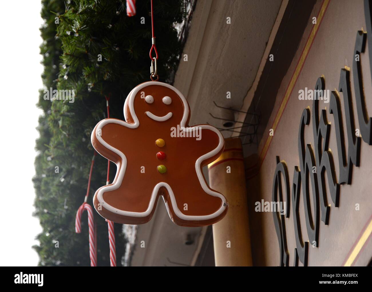Gingerbread Man Cookie Dekoration Stockfoto