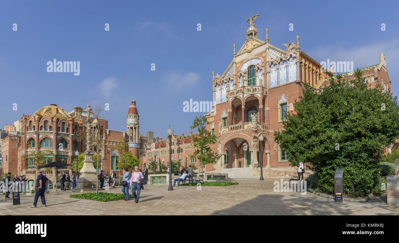 Hospital de la Santa Creu i Sant Pau von dem Architekten Lluís Domènech i Montaner, Barcelona, Katalonien, Spanien Stockfoto