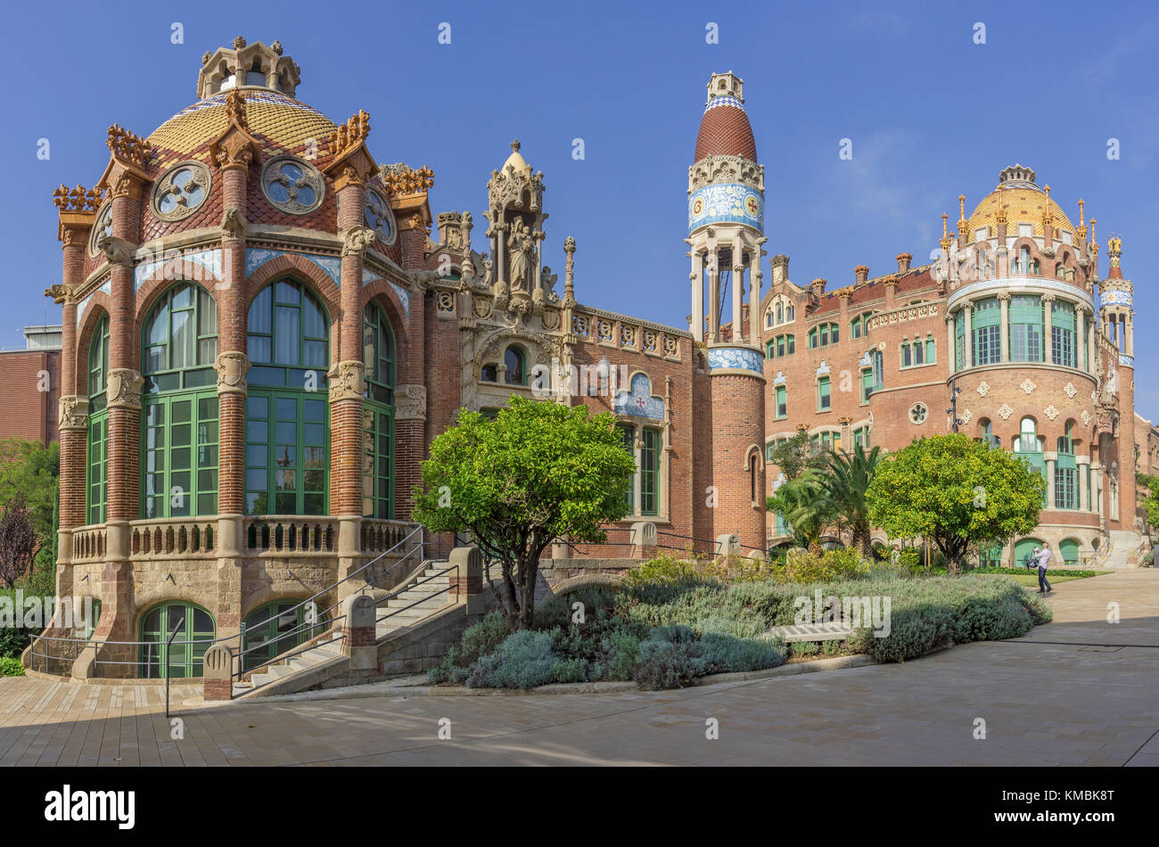 Hospital de la Santa Creu i Sant Pau von dem Architekten Lluís Domènech i Montaner, Barcelona, Katalonien, Spanien Stockfoto