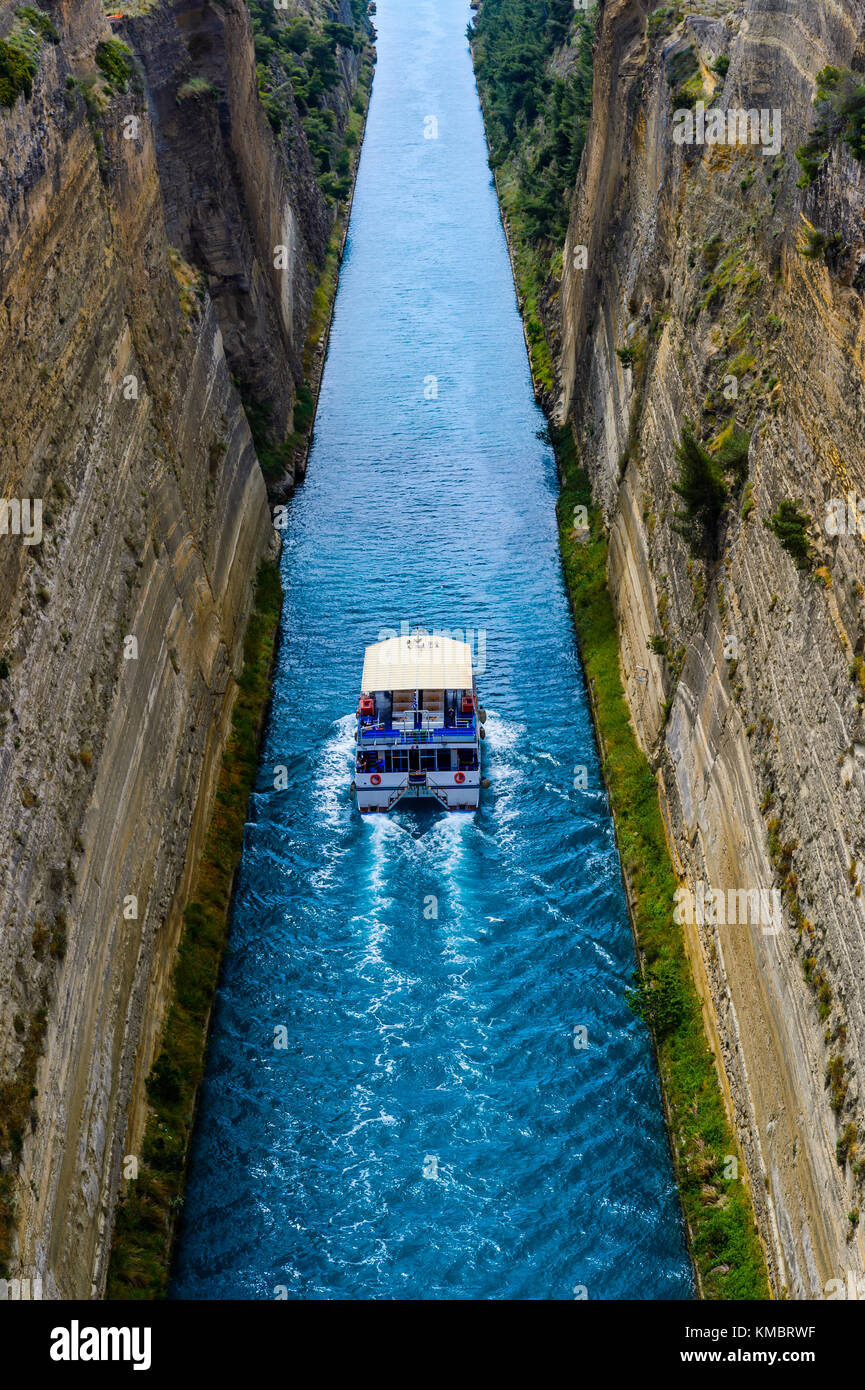 Den Kanal von Korinth in Griechenland Stockfoto