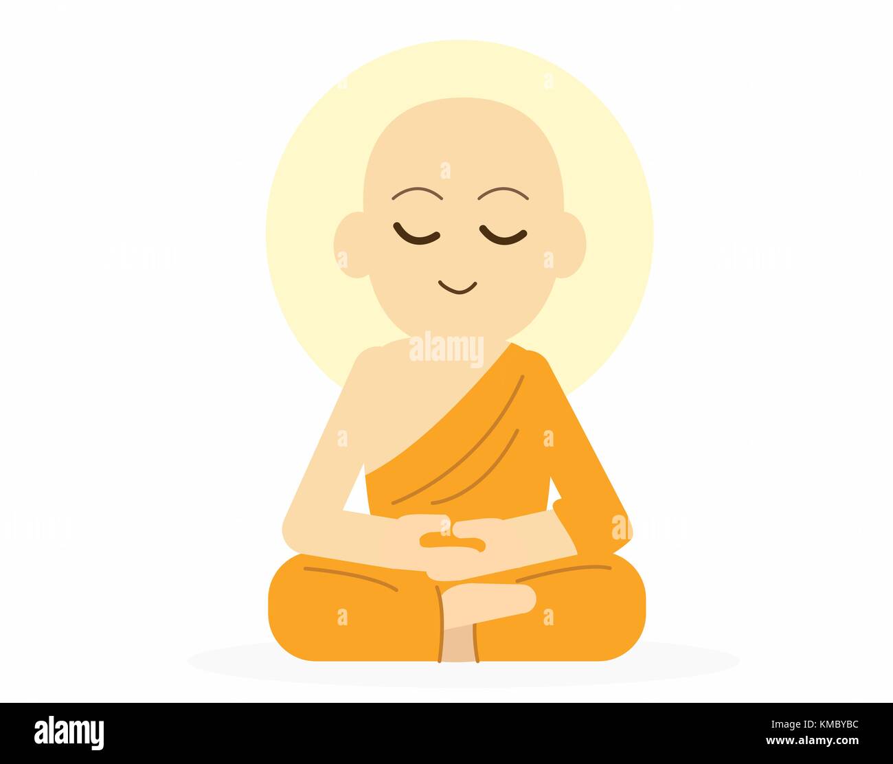 Sitzender Buddha mit Meditation Pose und Back Light aura Vector Illustration Stock Vektor