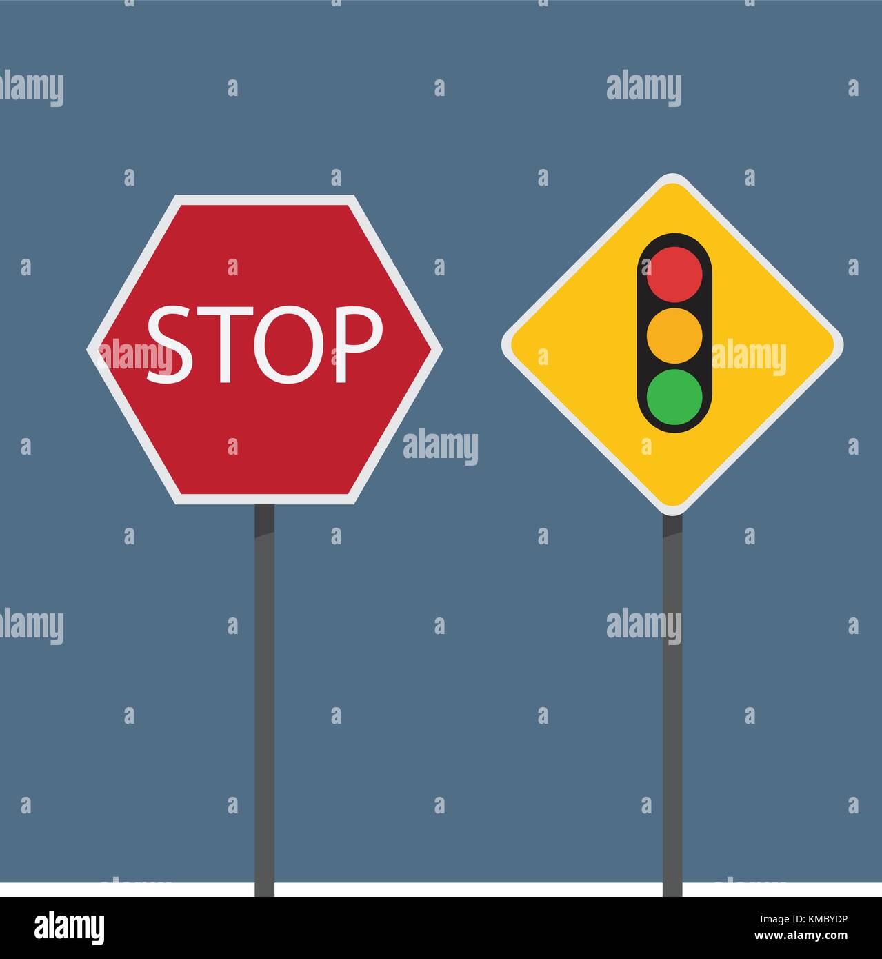 Stop und Verkehrszeichen Vector Illustration Stock Vektor