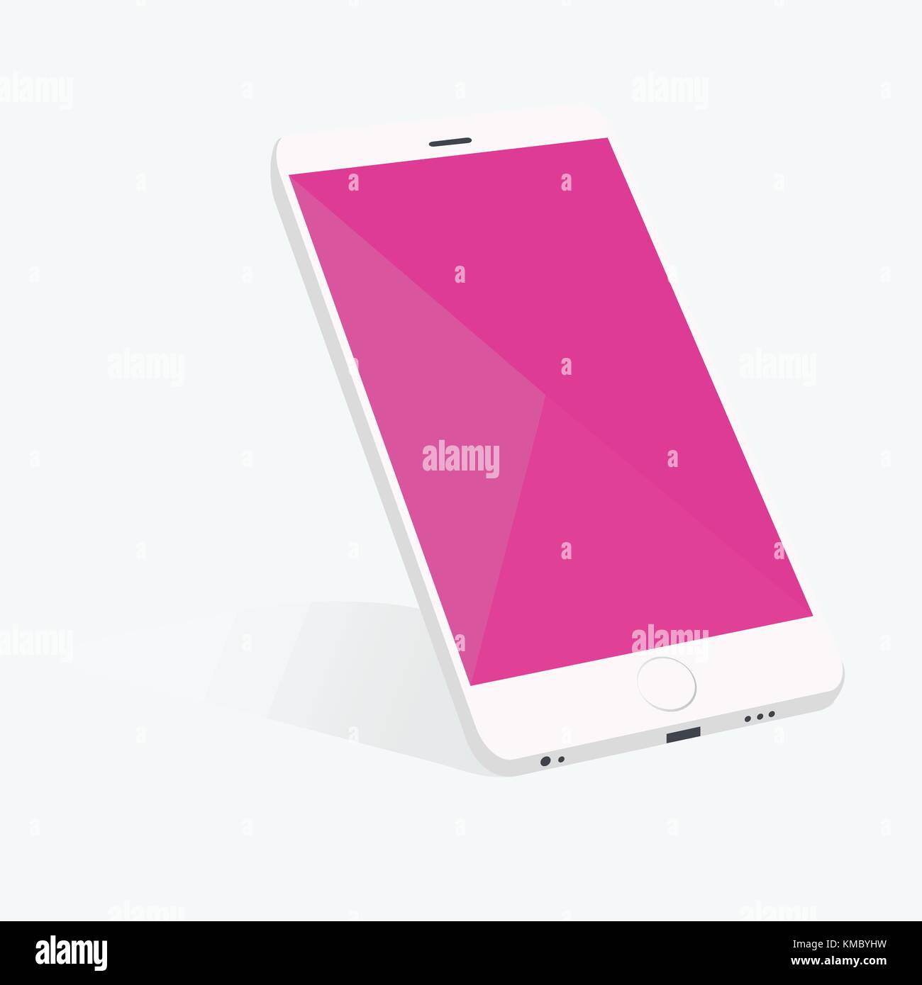 Smartphone mit Material design-Einstellung auf 45 Grad und weichen Schatten Hintergrund Stock Vektor