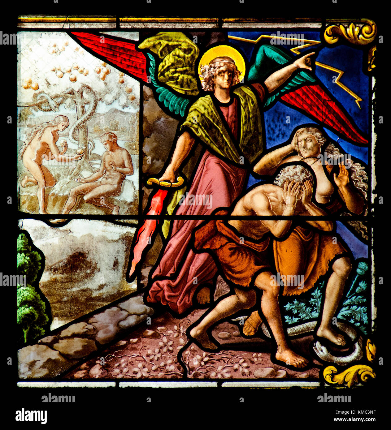 Paris, Frankreich. Église Saint-Leu-Saint-Gilles de Paris ' Kirche von St Leu / St Giles. Glasfenster: Garten Eden - der Herbst Stockfoto