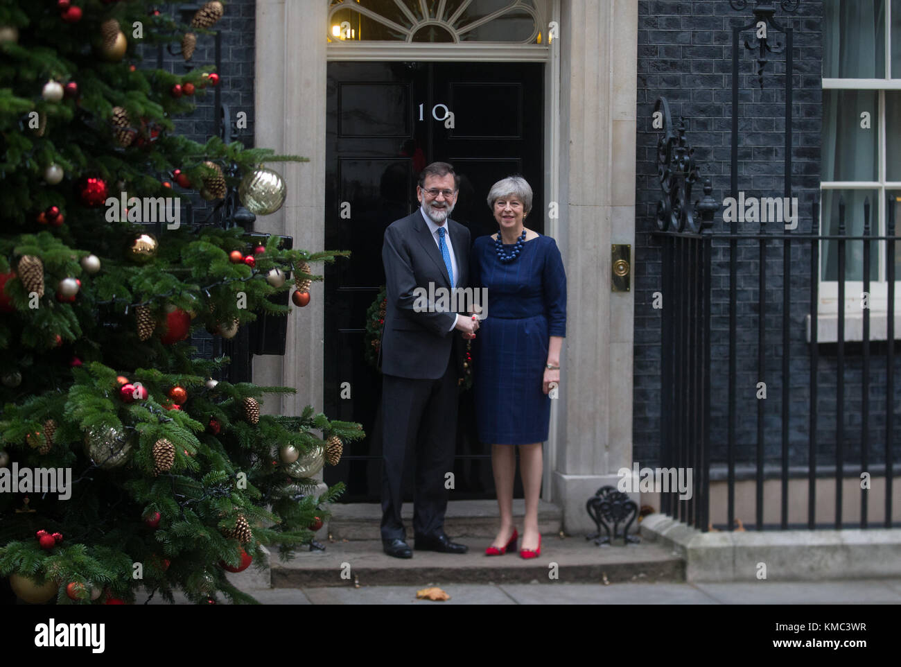 Premierminister, Theresa May, trifft Premierminister Spaniens, Mariano Rajoy für Gespräche in Downing Street 10 Stockfoto