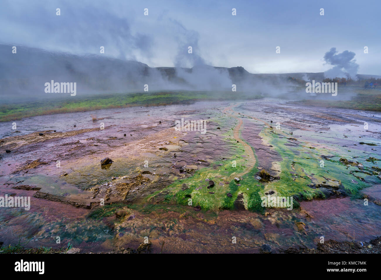 Geothermische Bereich der Geysir und Strokkur, Island Stockfoto