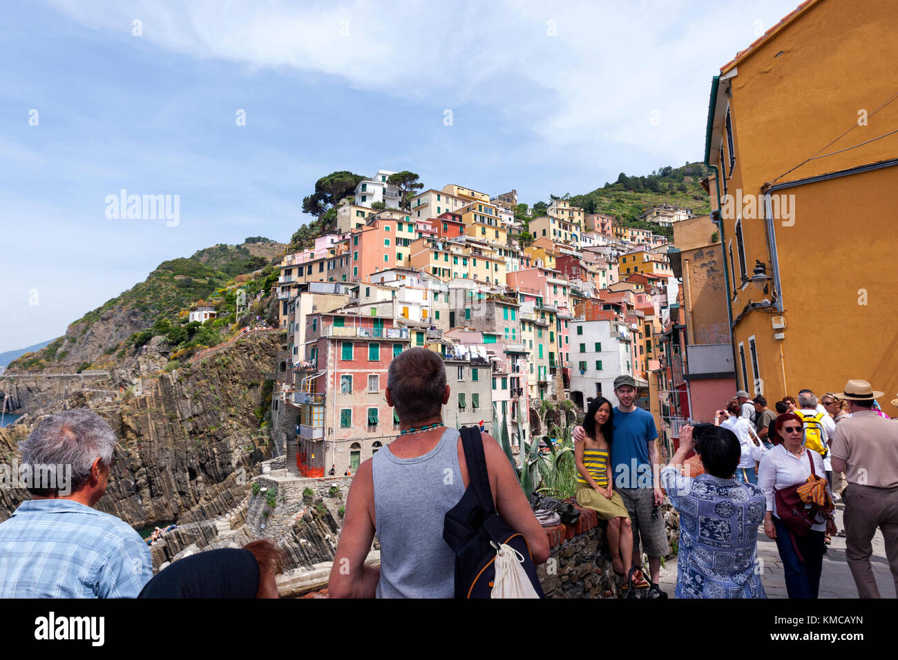 Riomaggiore, Cinque Terre, der Provinz von La Spezia, Ligurien, Italien. Stockfoto