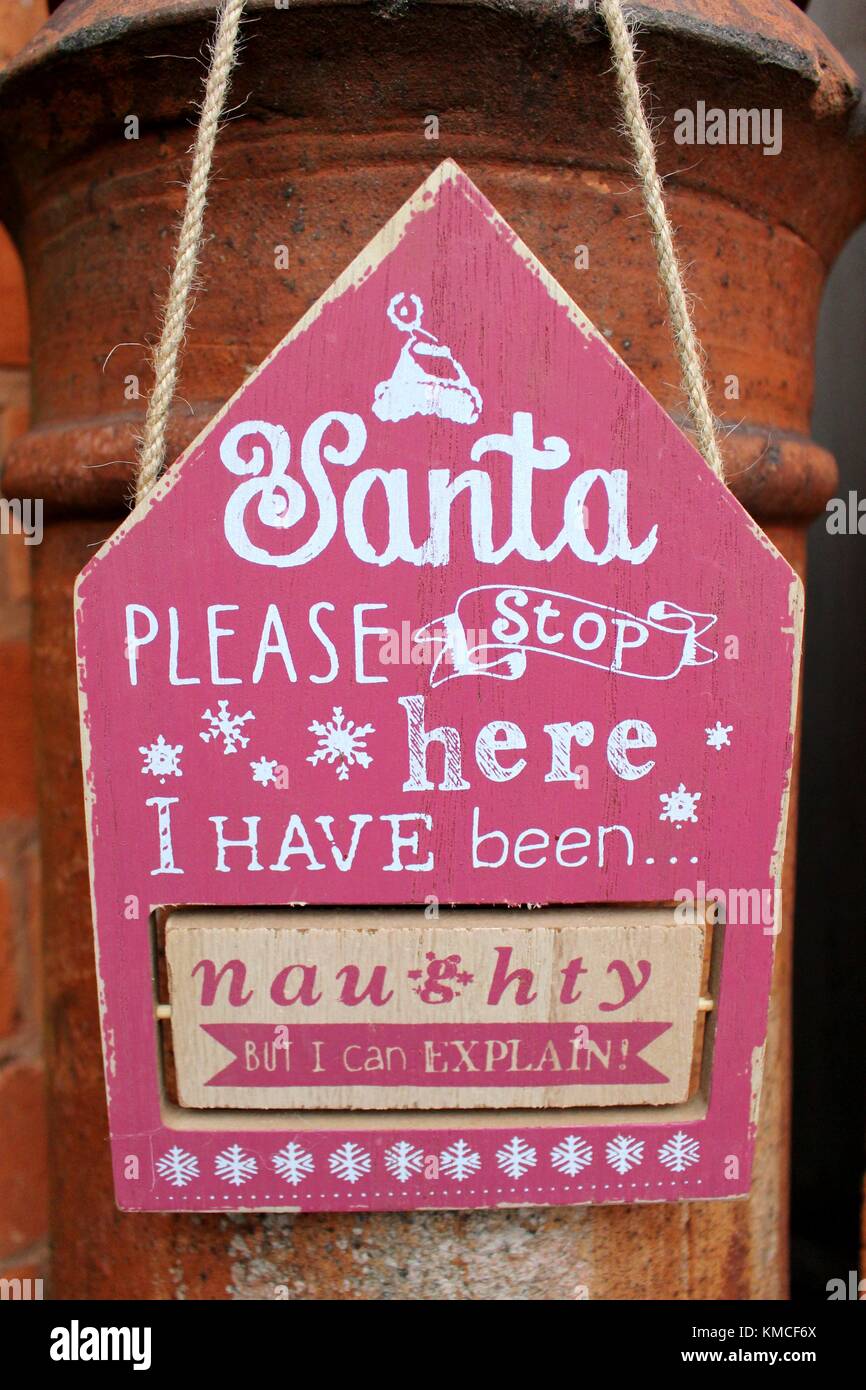 Santa Bitte halten Sie hier unterzeichnen. Stockfoto