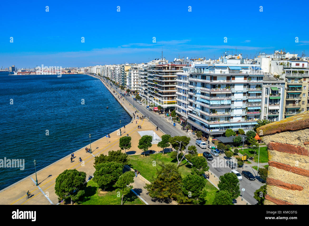 Thessaloniki Griechenland - tolle Aussicht in Thessaloniki vom Weißen Turm. Stockfoto
